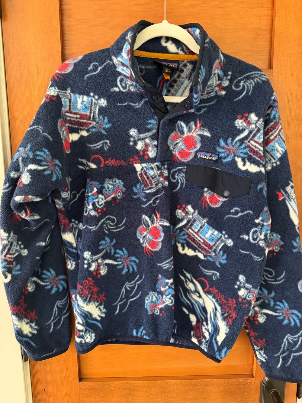 Patagonia Synchilla Snap-T Aloha Rickshaw Tropical Hawaiian Print XS